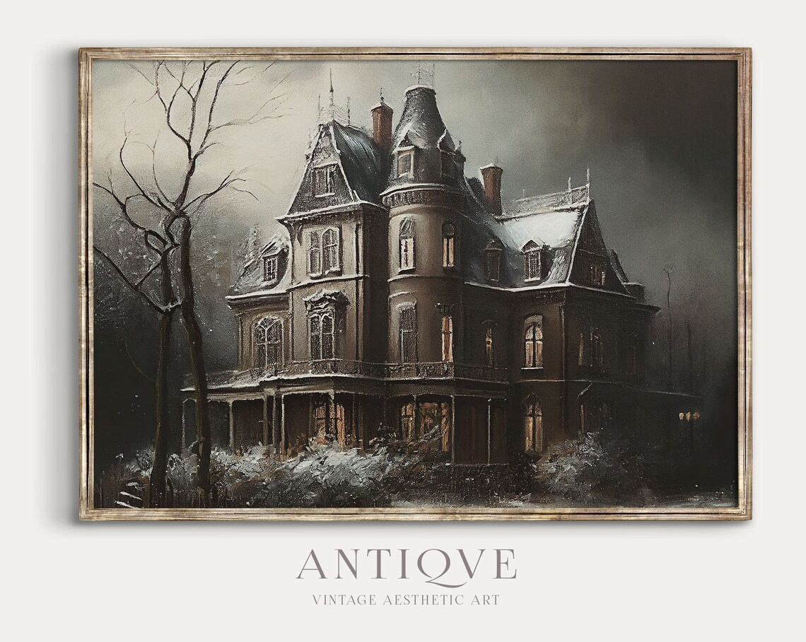 Gloomy Victorian Mansion Haunted House Art Print