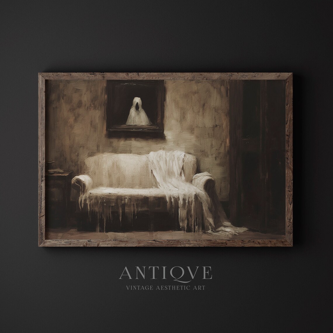 Creepy Hallowing Painting Ghost Presence, Goth Art - Image 2