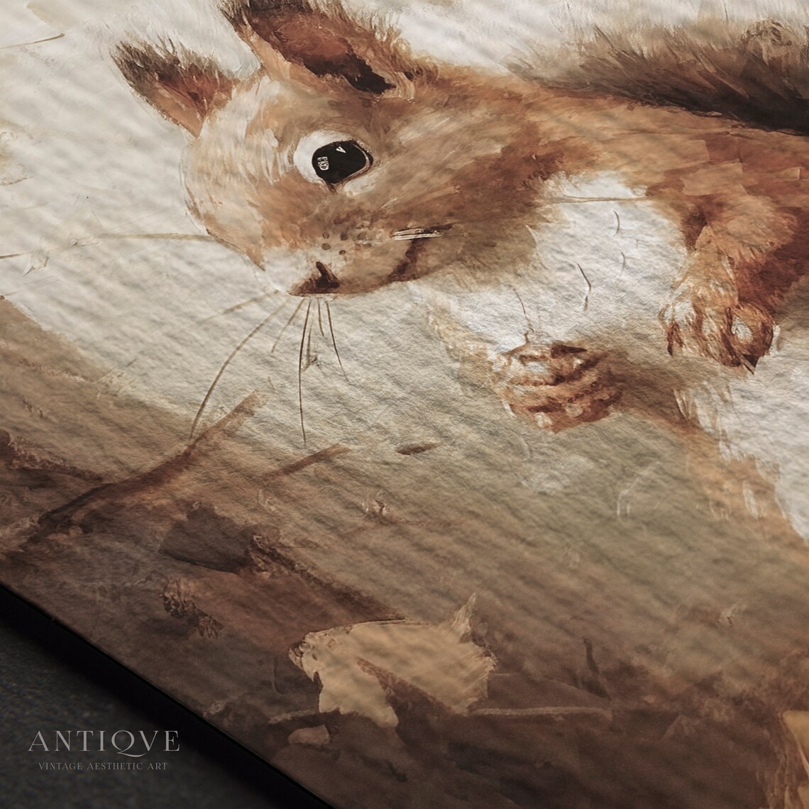Cute Squirrel Autumn Painting, Rustic Fall Decor - Image 3