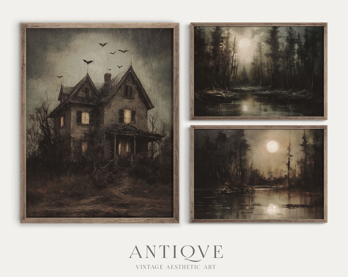 Halloween Gallery Wall, Dark and Moody Gothic Decor - Image 2