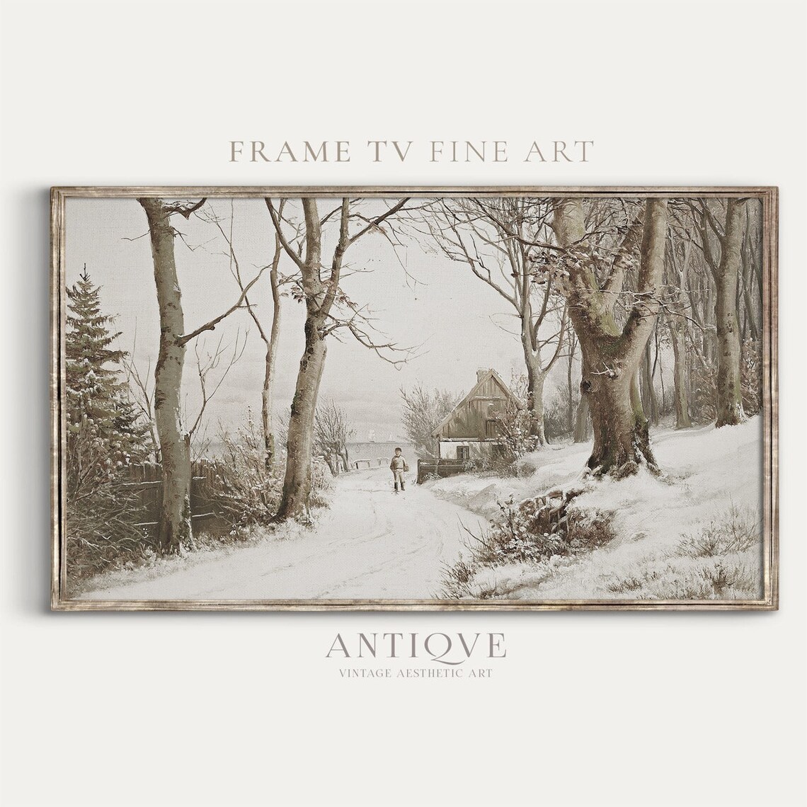 Little Boy In The Snow, Vintage Winter Landscape - Image 4