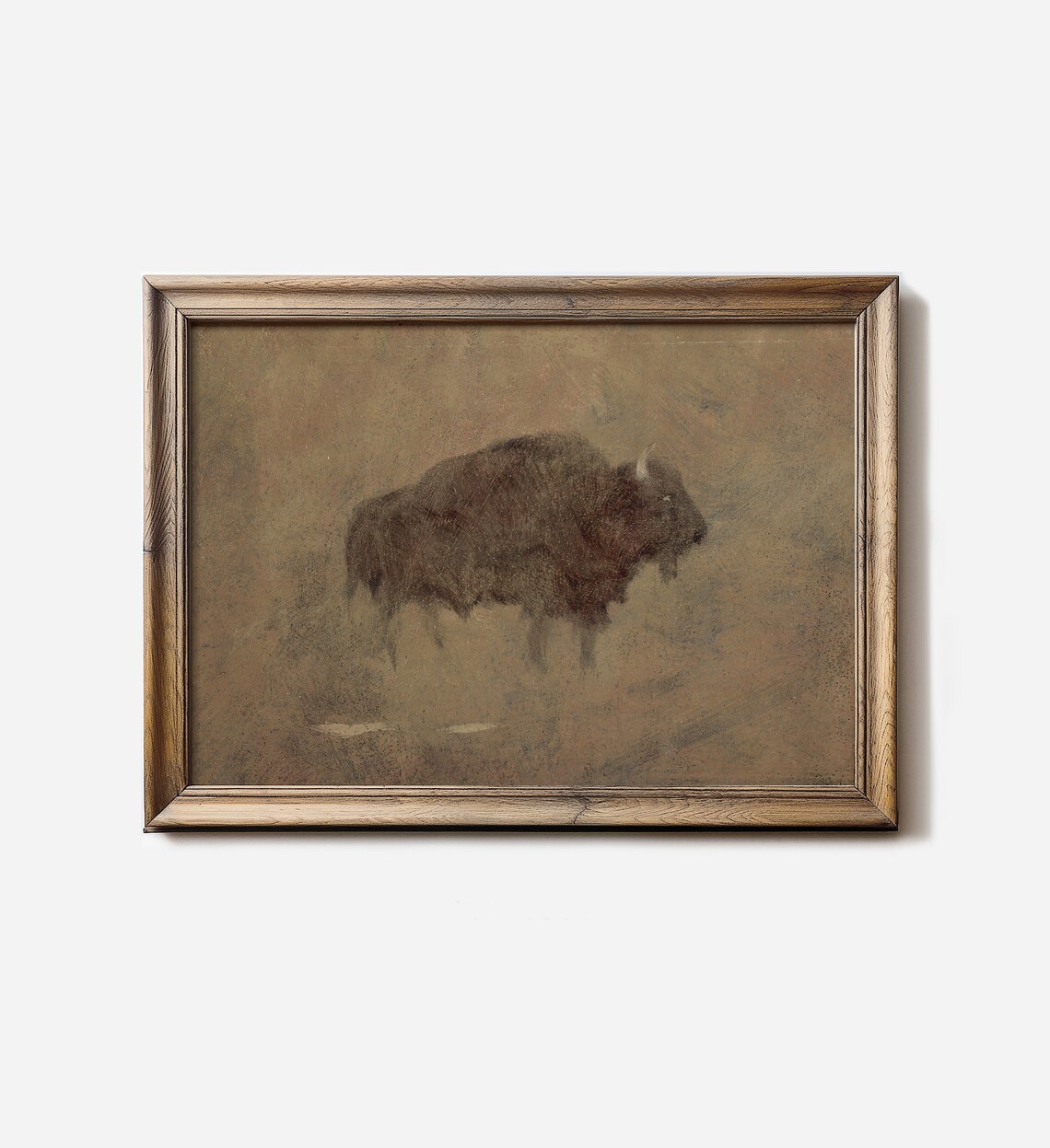 Bison Buffalo Warm Prairie Haze Vintage Western Animal Poster