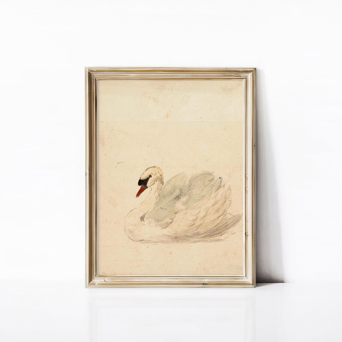 Vintage Swan Art Print, Girls Room Nursery Decor