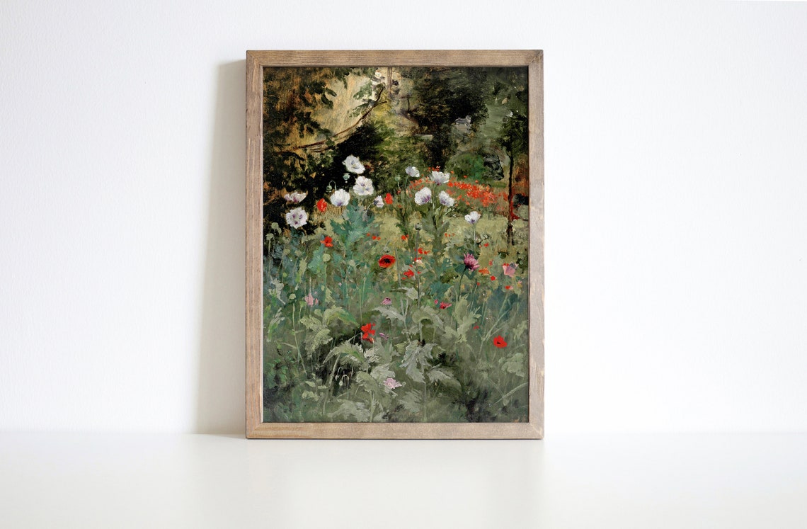 Poppy Flower Vintage Art Antique Painting Vintage Wall Art Prints Antique Wall Art Vintage Landscape Painting - Image 3