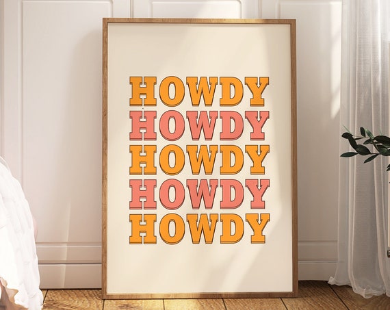 Howdy Print Western Poster Western Art Cowboy Art Y2k Wall Art Trendy Art Western Aesthetic Wall Art Retro Western Art