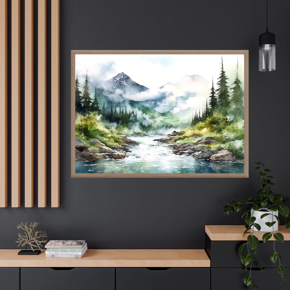 Alaska Watercolor Travel Poster, Mountain River Art Print - Image 4