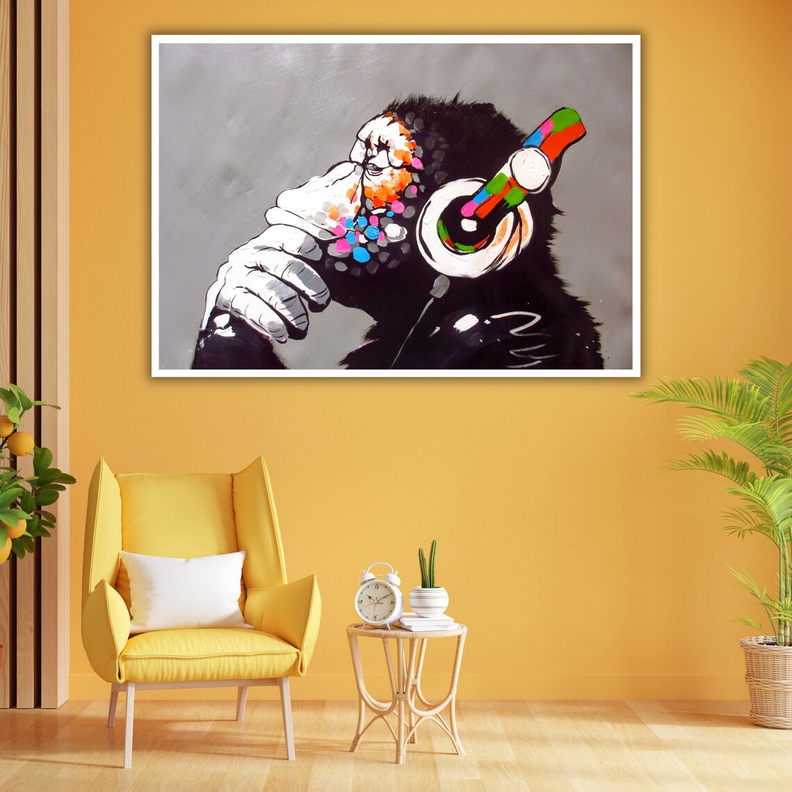 Monkey With Headphones Graffiti Style Street Art Painting Funny Wall Art - Image 3