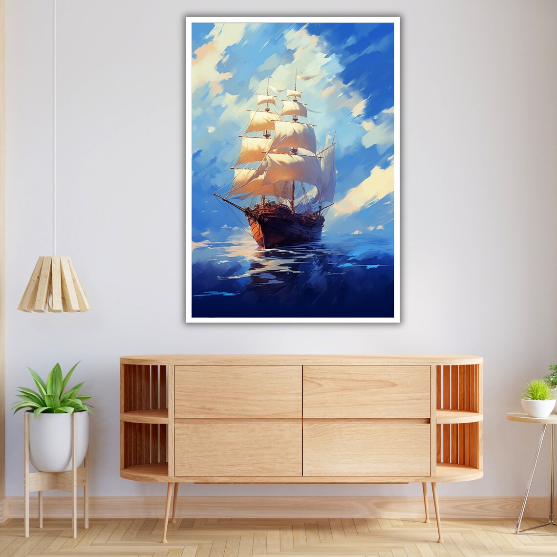 Sailboat Ship Nautical Decor, Ocean Painting - Image 2