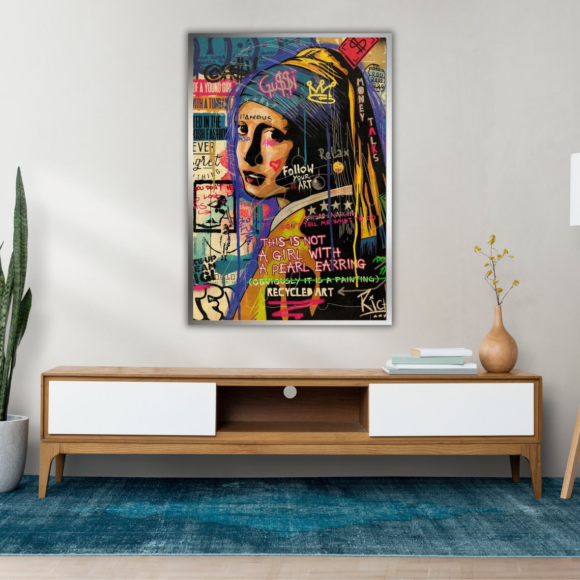 Graffiti Girl With A Pearl Earring Street Art Pop Remix Wall Art Print - Image 2
