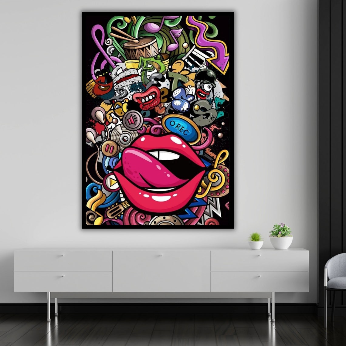 Graffiti Lips, Bold Street Art Decor - Image 5