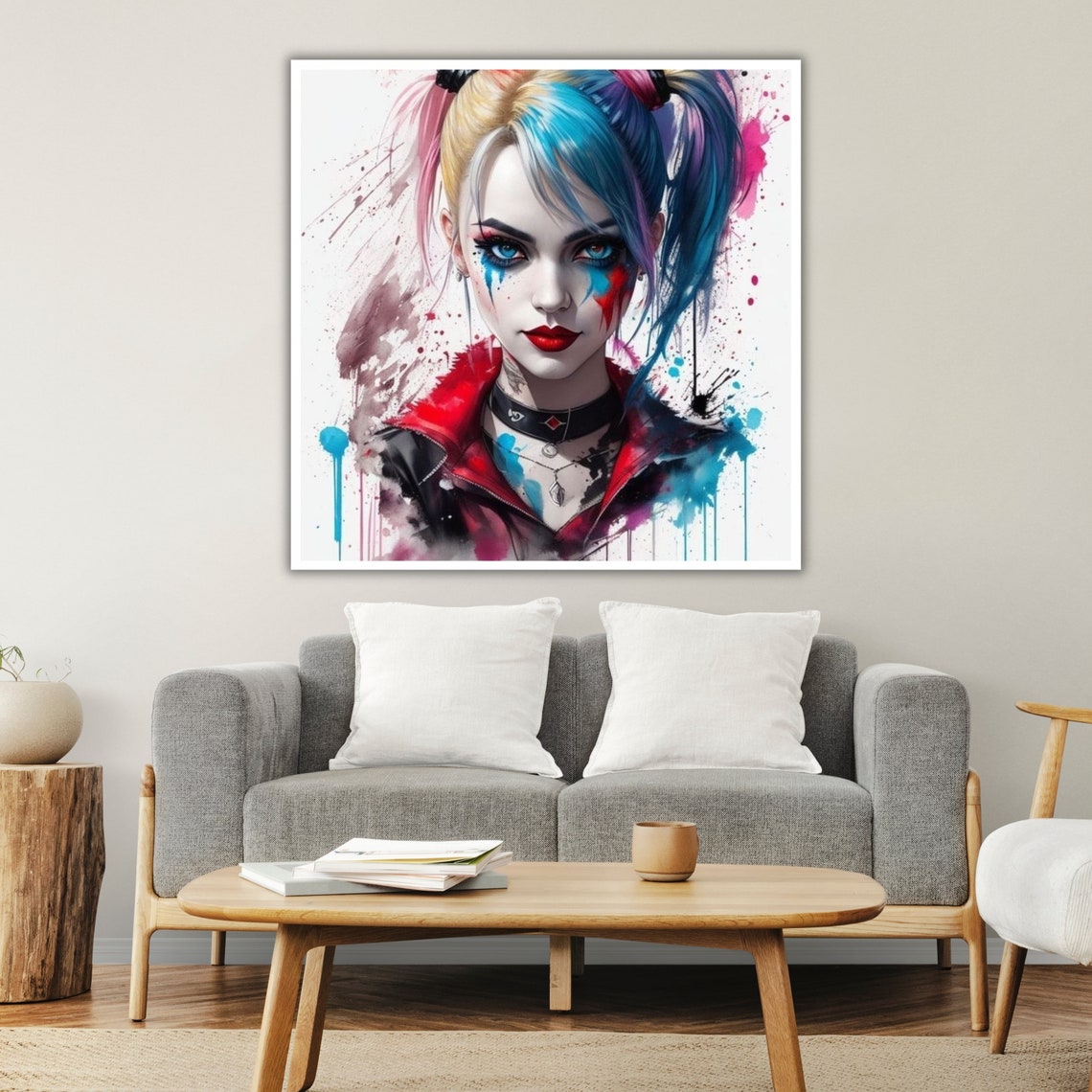 Harlequin Pattern Wall Art Ready To Hang Geometric Art Print Contemporary Home Decor Unique Gift - Image 2
