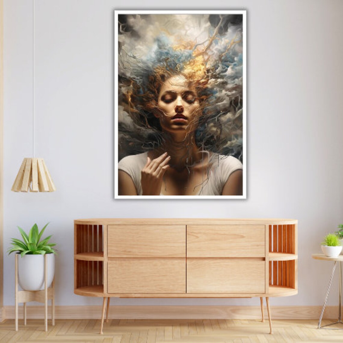 Surreal Woman Portrait Storm Cloud Hair Dreamlike Ethereal Art Print - Image 3