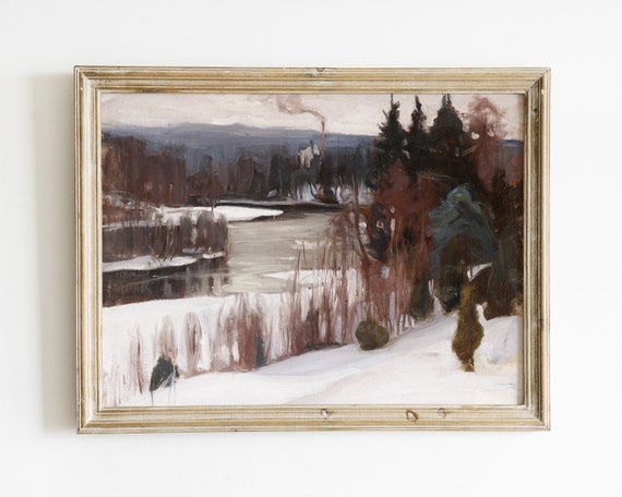 Winter Landscape Vintage Art Print, Seasonal Decor