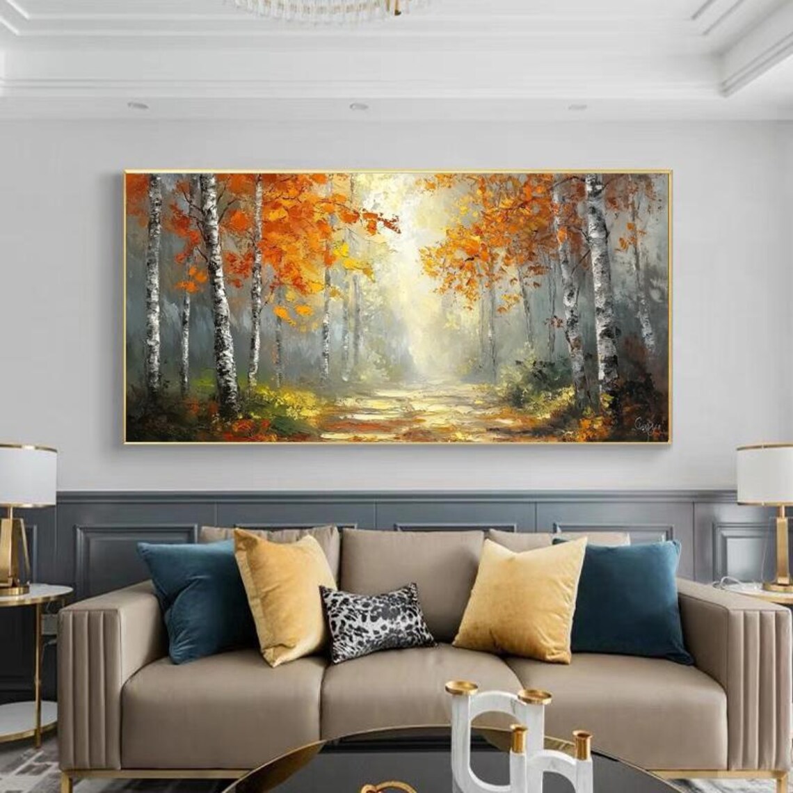 Autumn Forest With Birch Trees, Oil Painting Art Print - Image 4