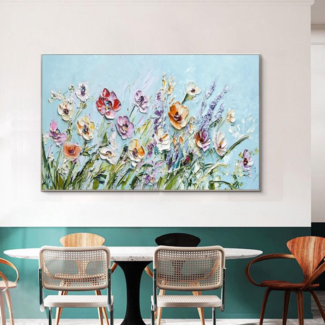 Wildflower Garden Colorful Impasto Floral Meadow Scene Art Poster - Image 4