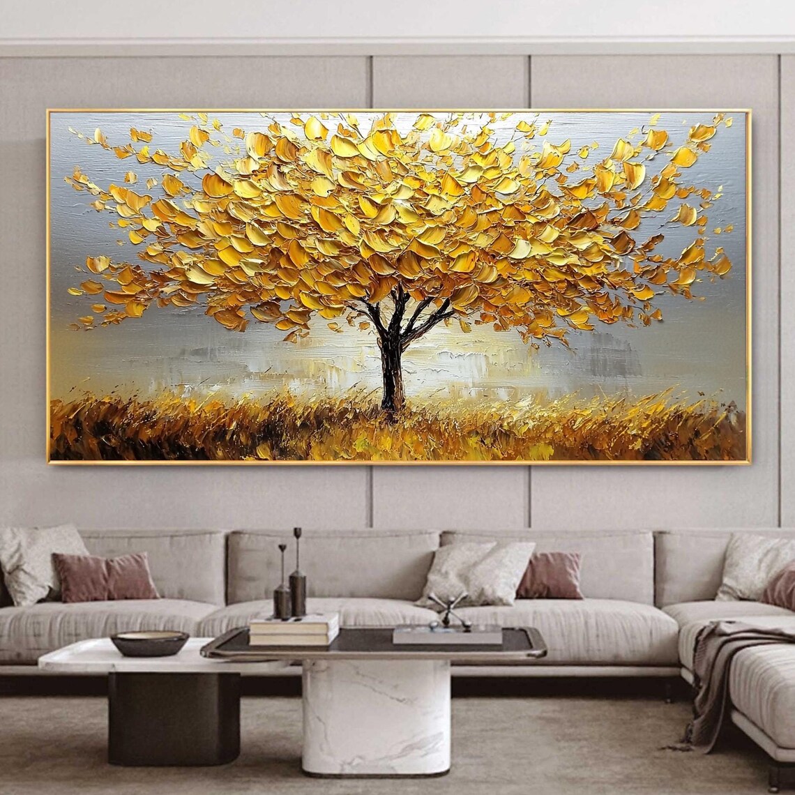 Tree of Life Abstract Gold Tree Wall Art Print