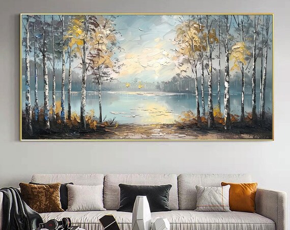 Original Abstract Forest Oil Painting On Colorful Tree Landscape Painting Large Texture Wall Art Custom Living Room Decor Painting