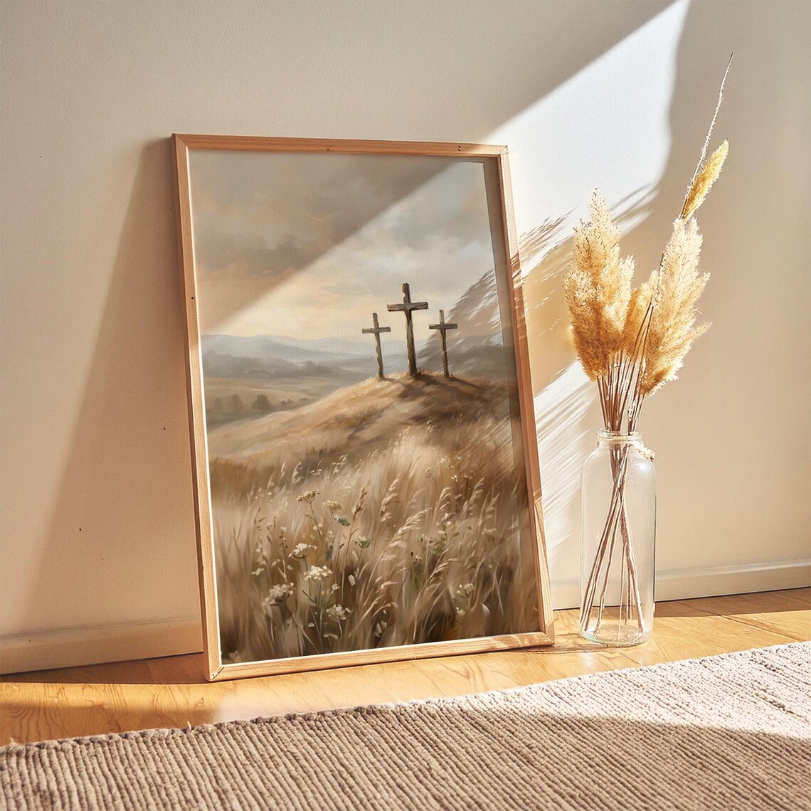 He Is Risen Three Crosses Easter Art Print