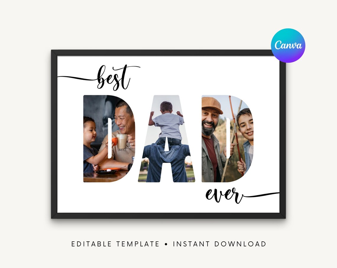 Personalized Dad Photo Collage Art Print