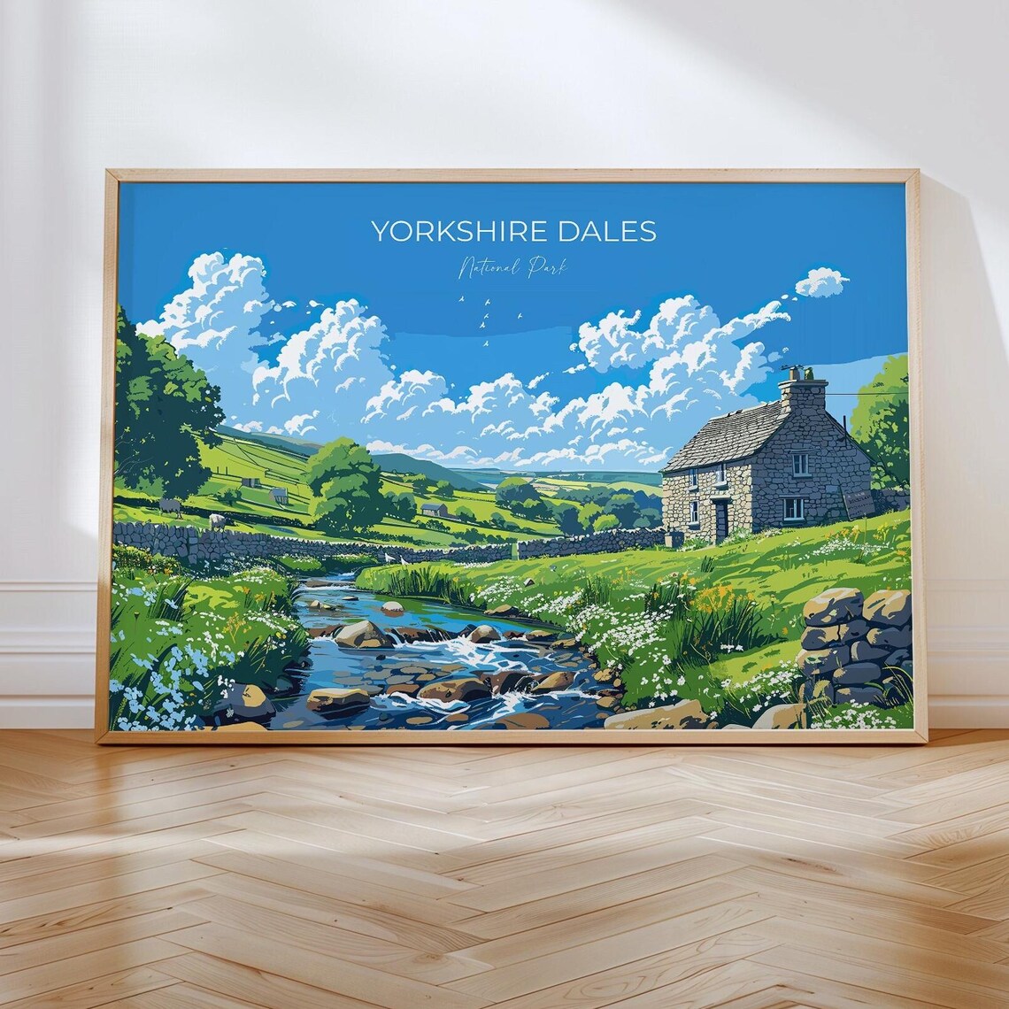 Yorkshire Dales Landscape Travel Poster, English Countryside