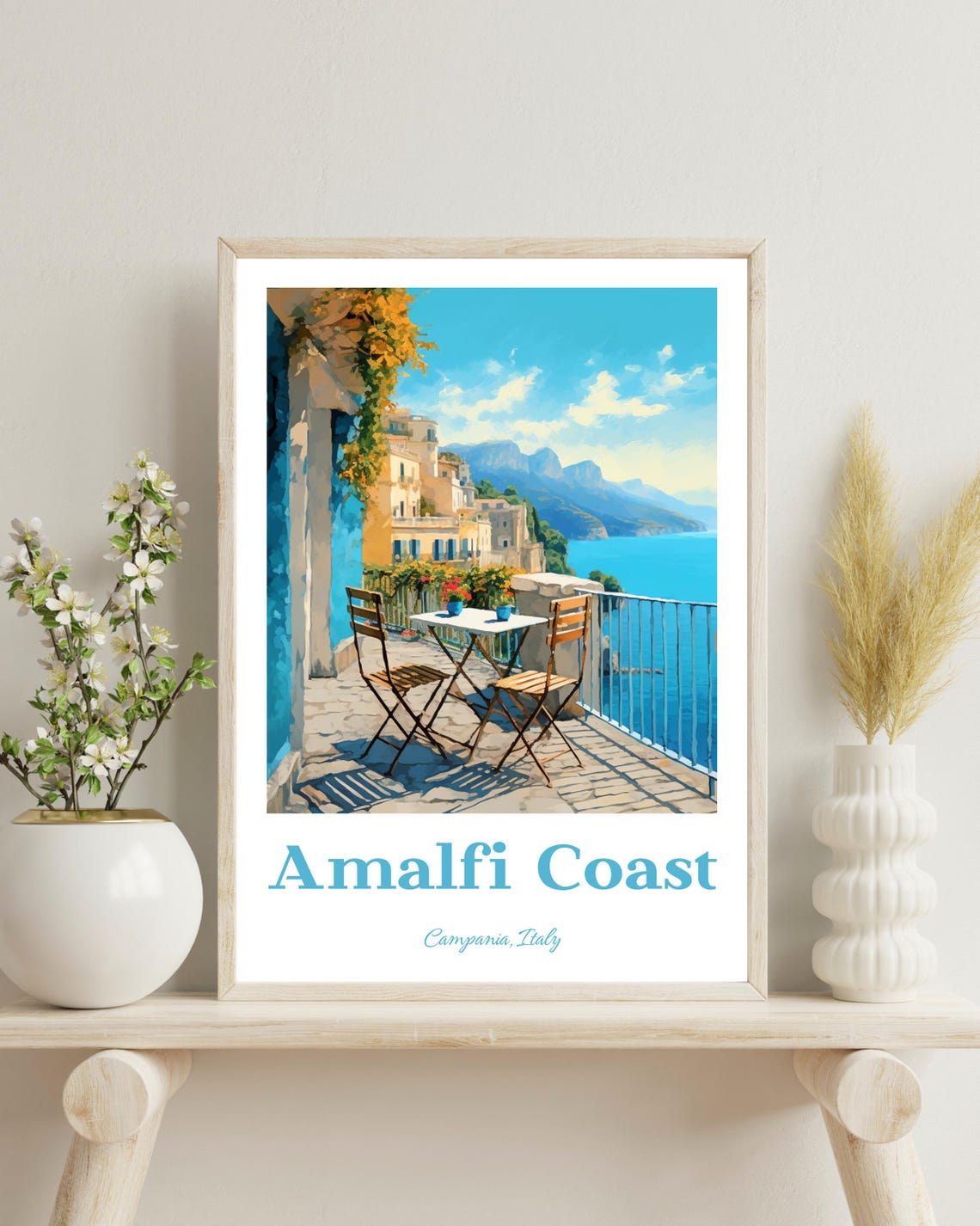 Amalfi Coast Travel Poster, Italy Gift