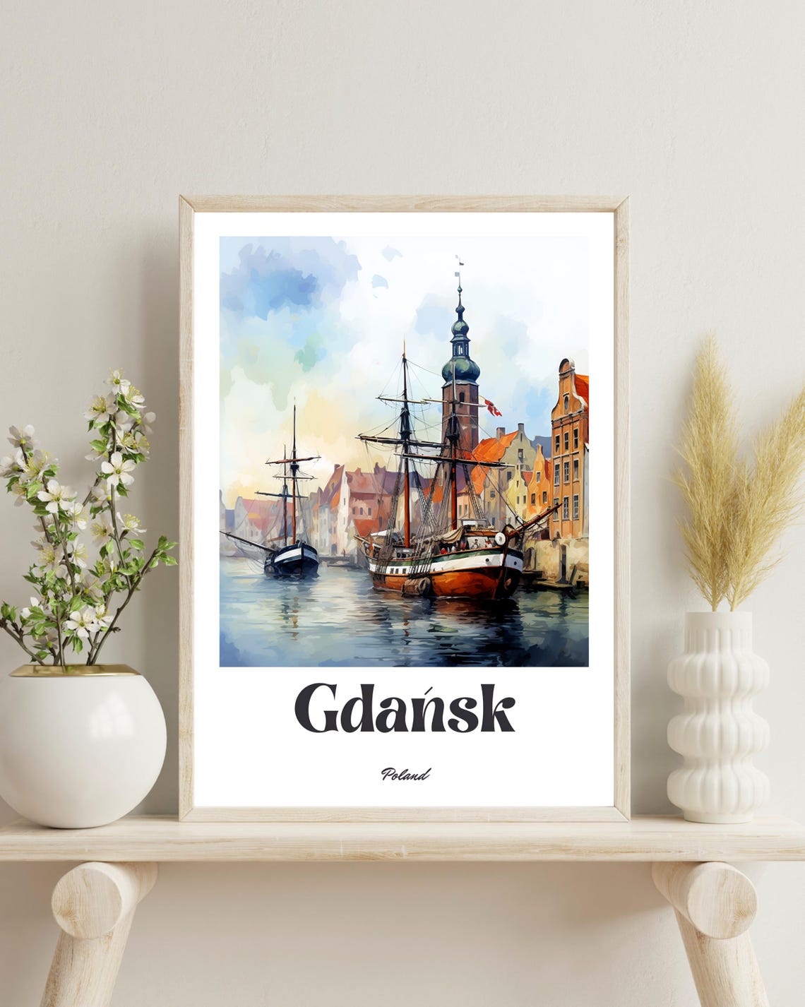 Gdansk Travel Poster, Polish Home Decor