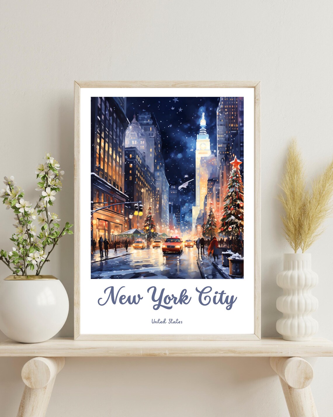 New York City Christmas - Winter Travel Poster