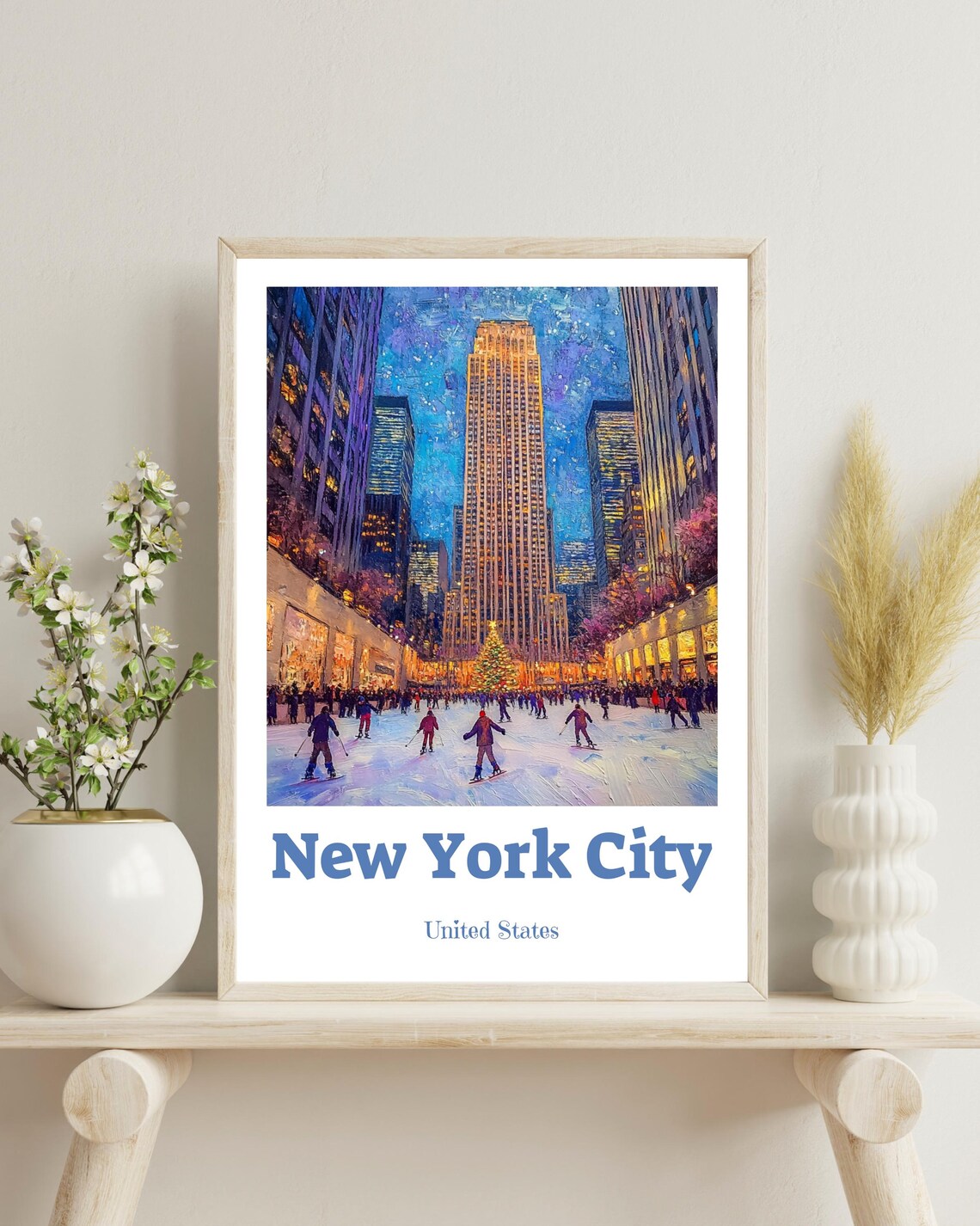 Christmas New York City Poster, Rockefeller Center