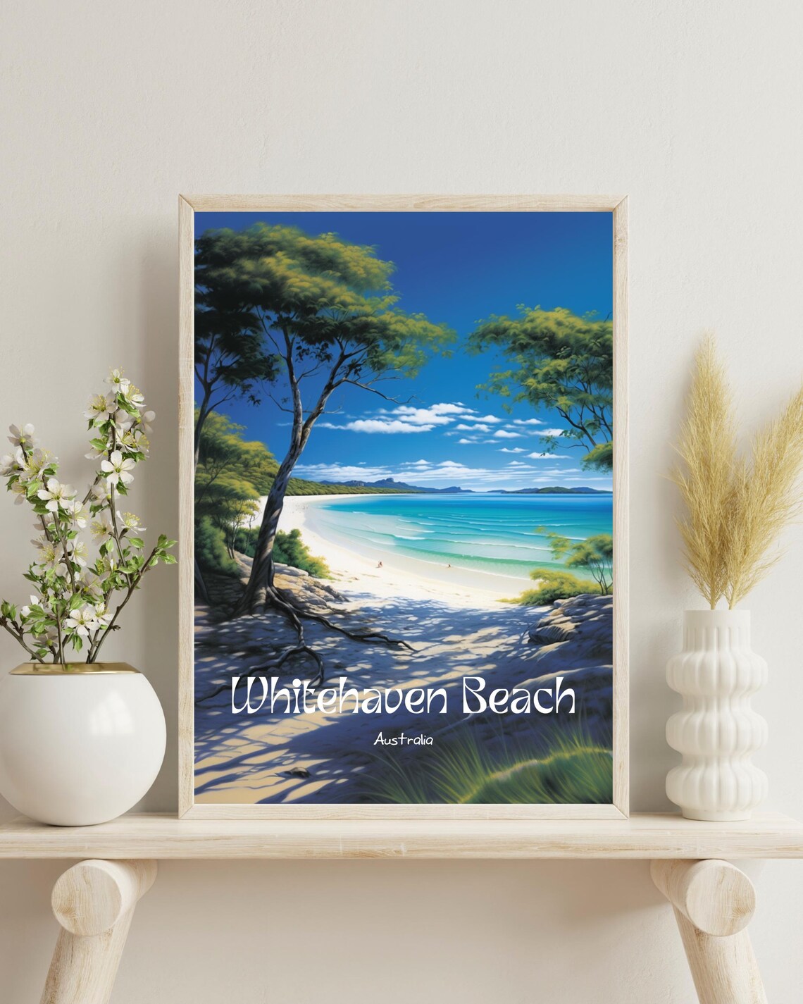 Whitehaven Beach Travel Poster, Australia Travel
