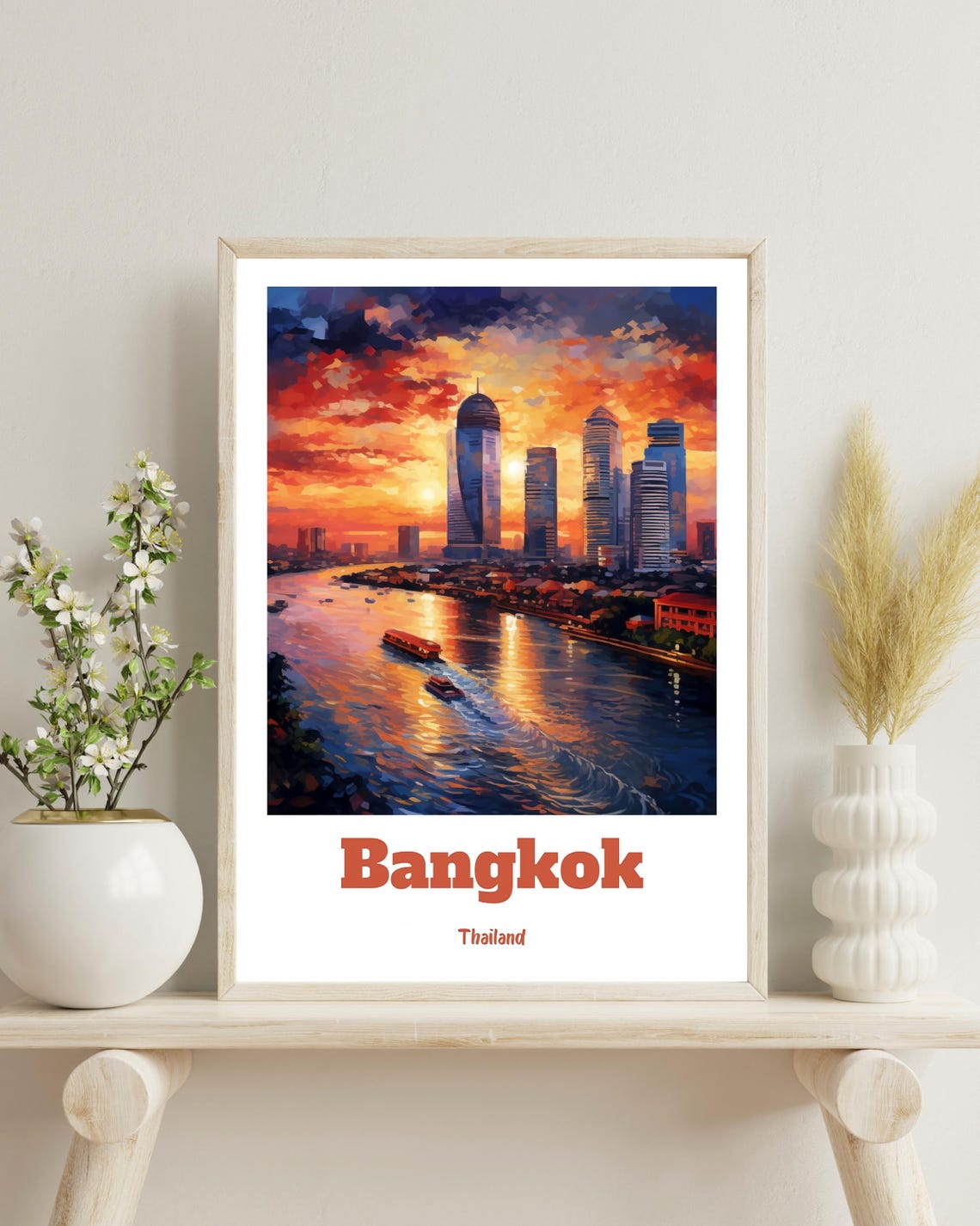 Bangkok Thailand Travel Poster, Thai Gift