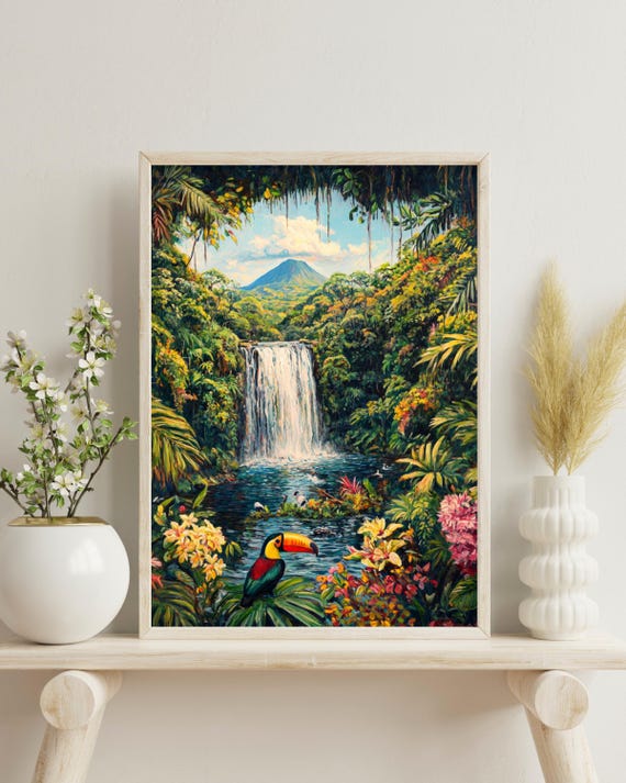 Costa Rica Retro Mountain Art Print