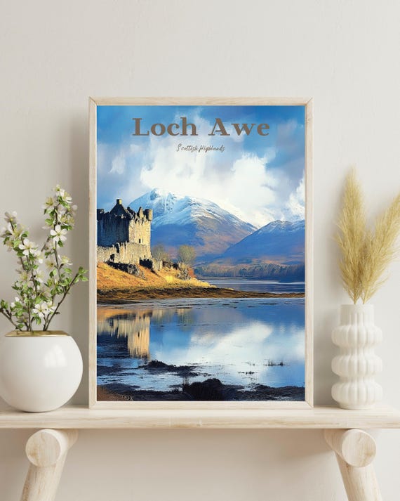 Loch Awe Scotland Poster Loch Awe Art Print Loch Awe Travel Poster Scotland Lake Wall Art Scottish Highlands Landscape Art Uk Nature