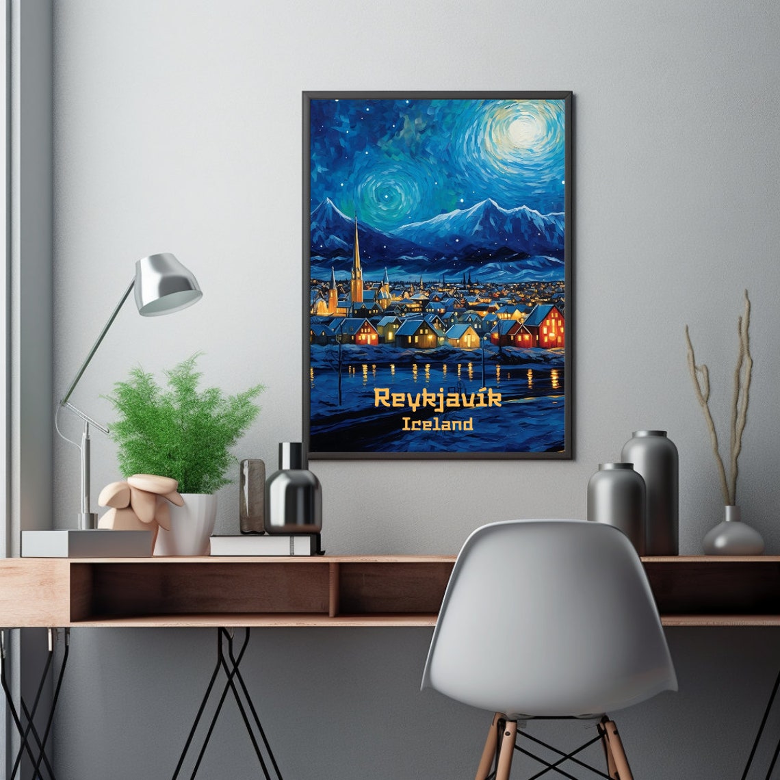 Reykjavik Iceland Vintage Travel Poster - Image 2