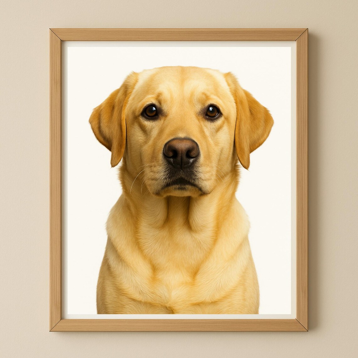 Yellow Labrador Puppy Portrait On White Minimalist Pet Poster