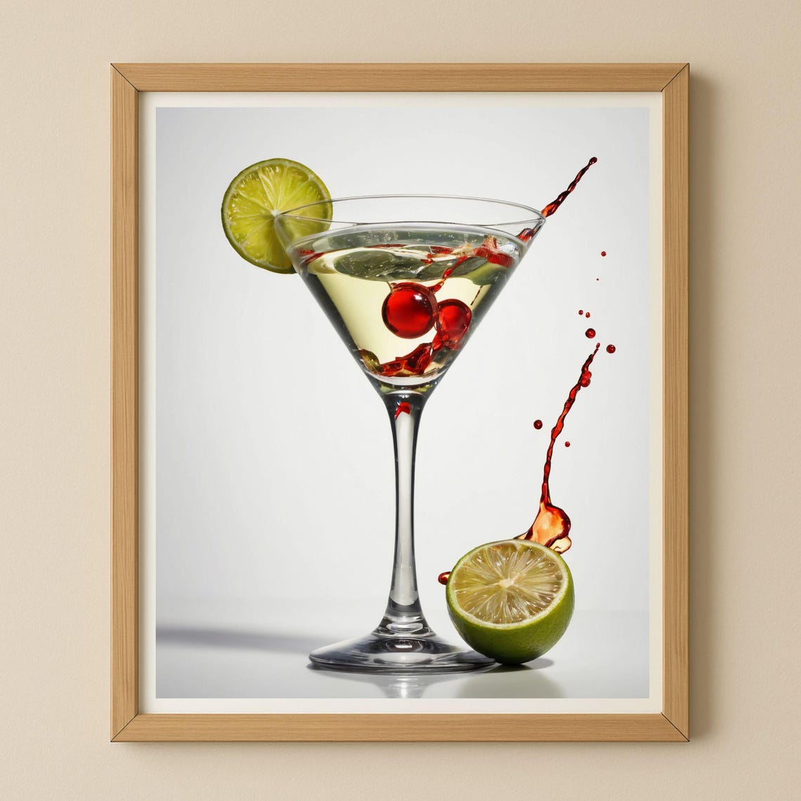 Lime Martini Cocktail Glass with Splash Studio Photography Poster