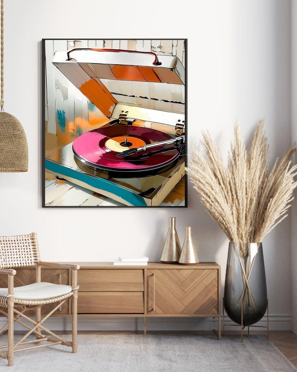 Retro Vinyl Record Art, Vintage Style Surreal Decor - Image 3