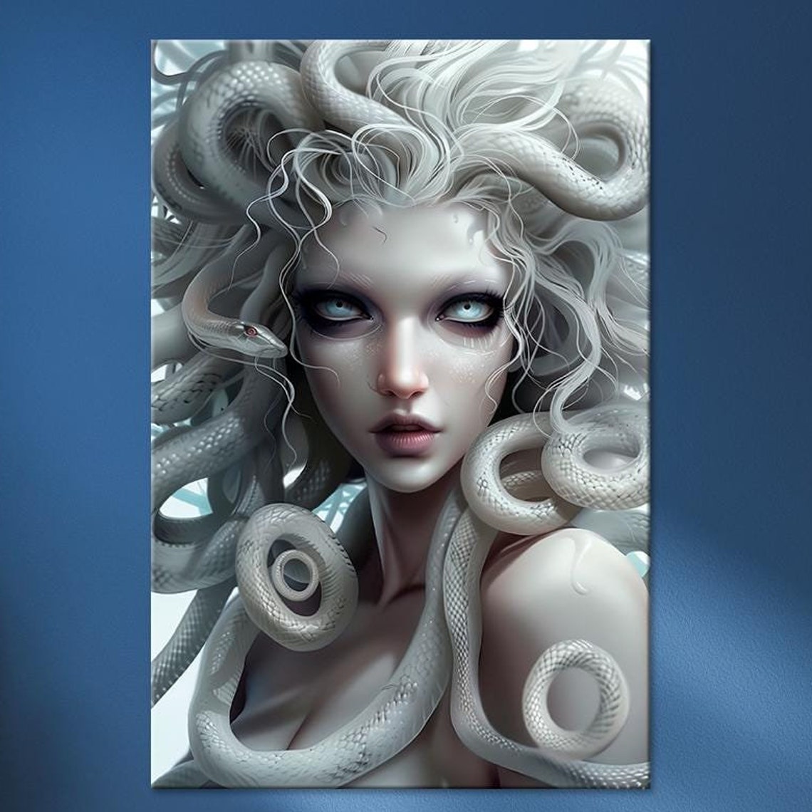 Medusa Gorgon Print Greek Mythology Wall Art Medusa Print Medusa Fantasy Art Portrait Extra Large Wall Art Mysterious Print