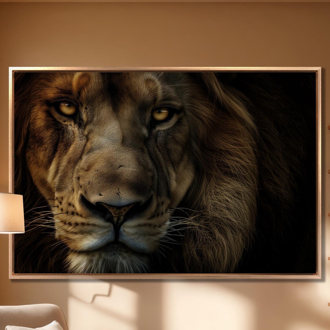 Lion Predator Portrait Art Print, African Big Cat
