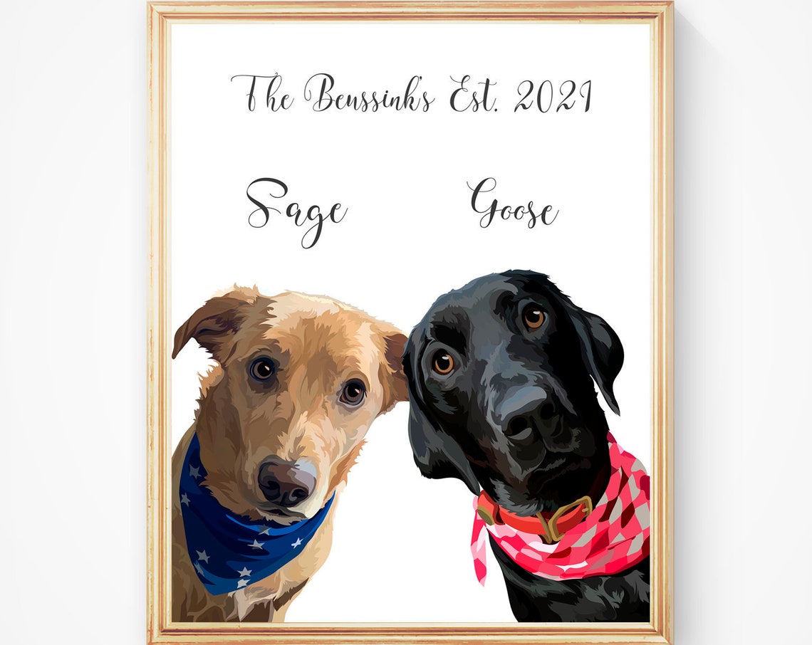 Pet Painting Of 2 Dog Peekaboo Custom Pet Portrait Pet Portrait Dog Memorial Portrait Peekaboo Christmas Gift Portrait Dog Art