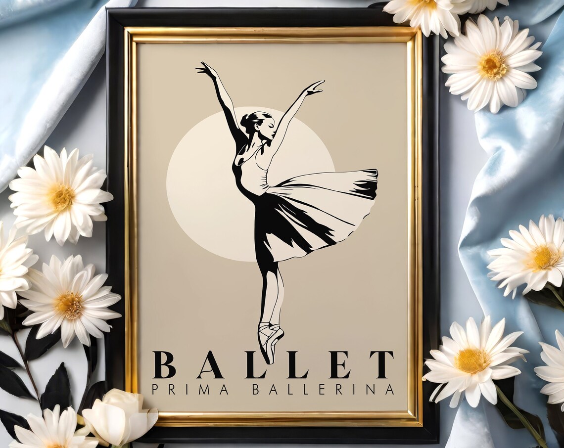 Elegant Prima Ballerina Silhouette Ballet Poster In Black Ink - Image 6