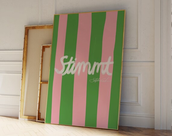 Stimmt Print Modern Boho Cute German Quote Wall Art Simple Scandi Stylemodern Preppy Striped Bold Typography