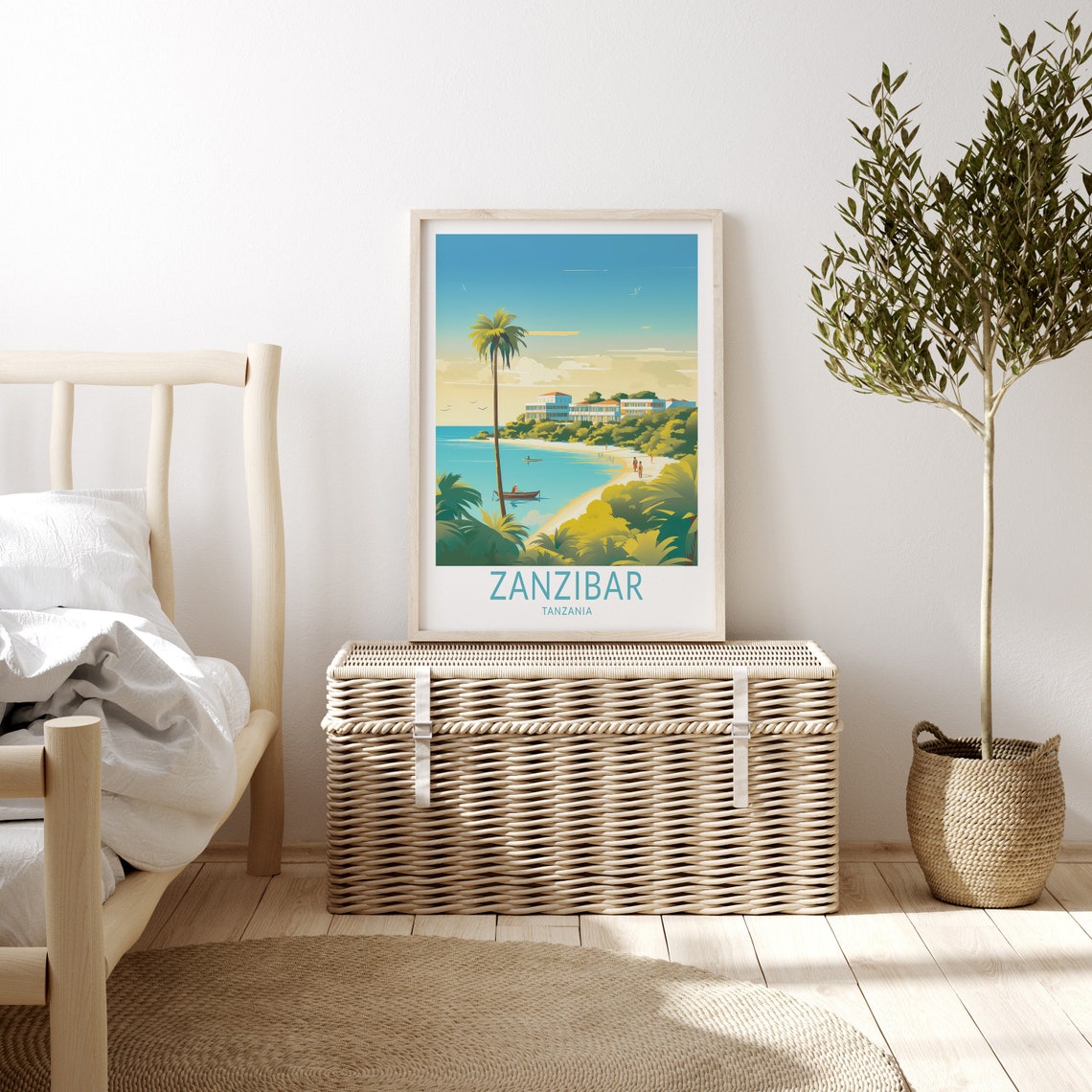 Zanzibar Tanzania Beach Resort Palm Tree Turquoise Bay Poster - Image 3