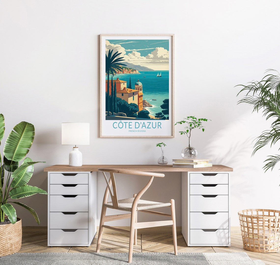 Cote Dazur City Travel Print Cote Dazur France Travel Poster Print Cote Dazur City Wall Art France Travel Wall Decor - Image 2