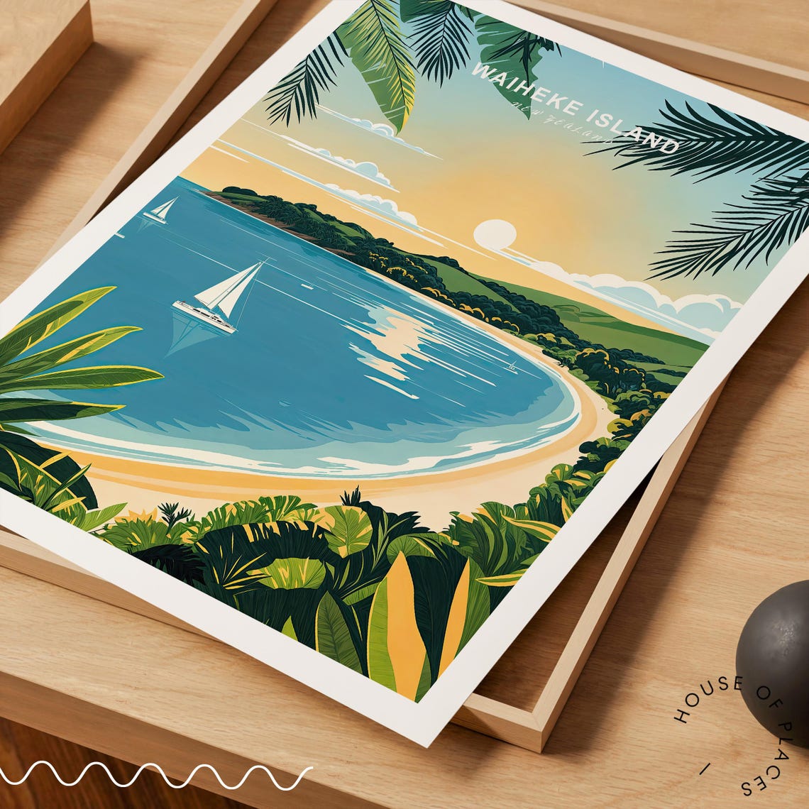 Waiheke Island Travel Poster Waiheke Island Coastal Wall Art New Zealand Travel Print City Personalaised Gifts Travel Gifts - Image 3