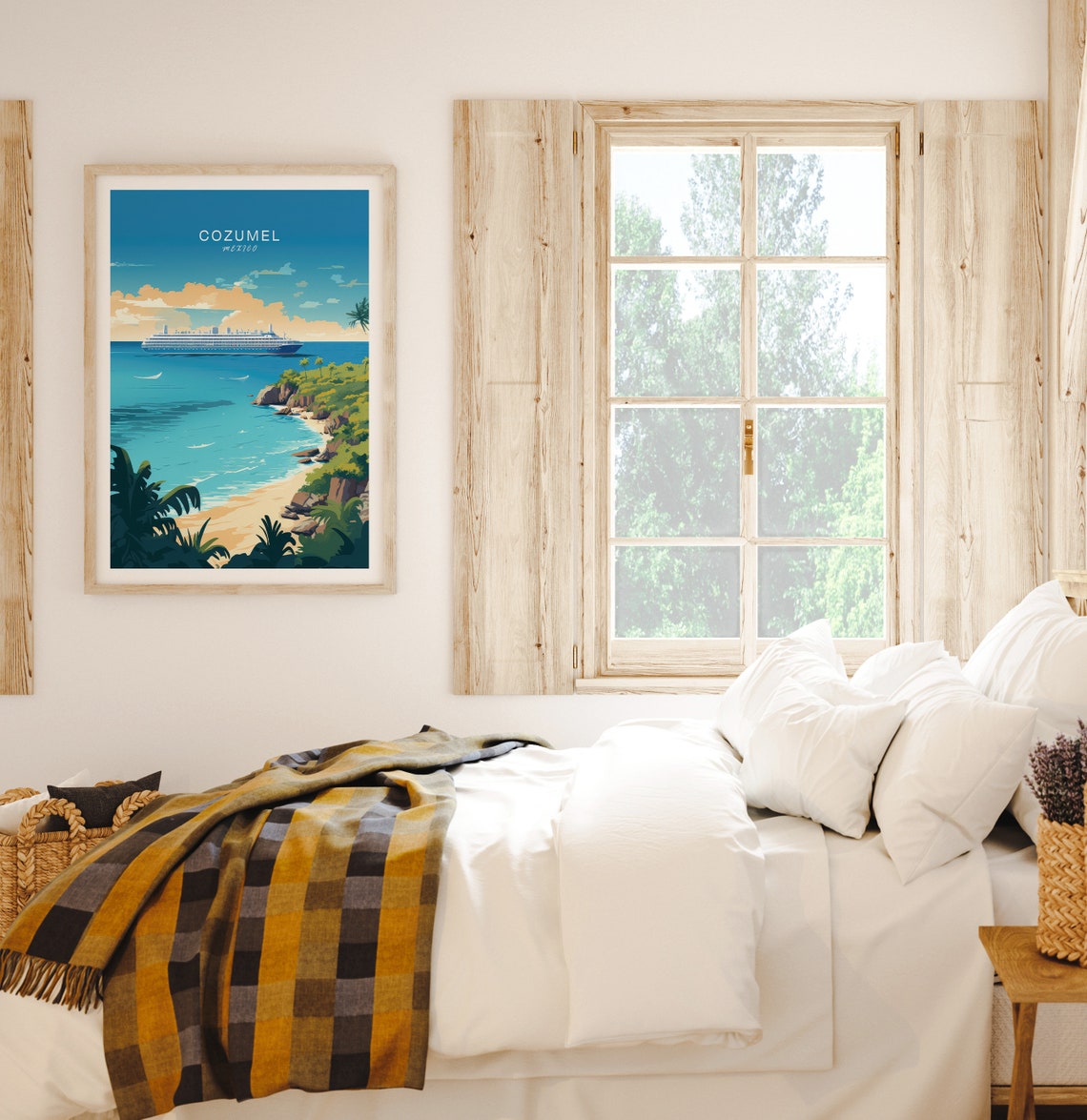 Cozumel Mexico Cruise Ship Tropical Beach Cove Travel Poster - Image 2