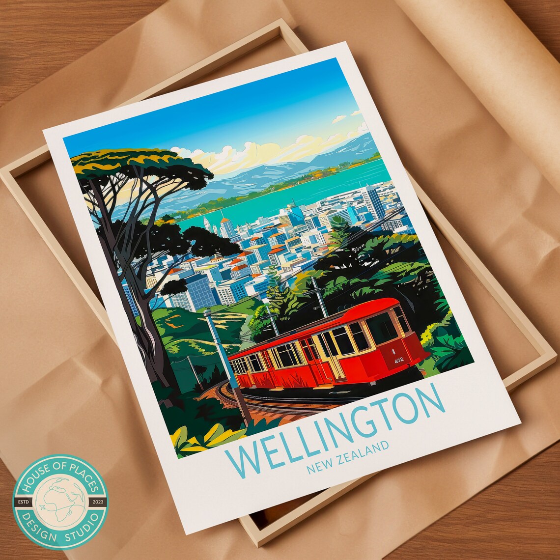 Wellington Travel Poster, New Zealand City Print - Image 2