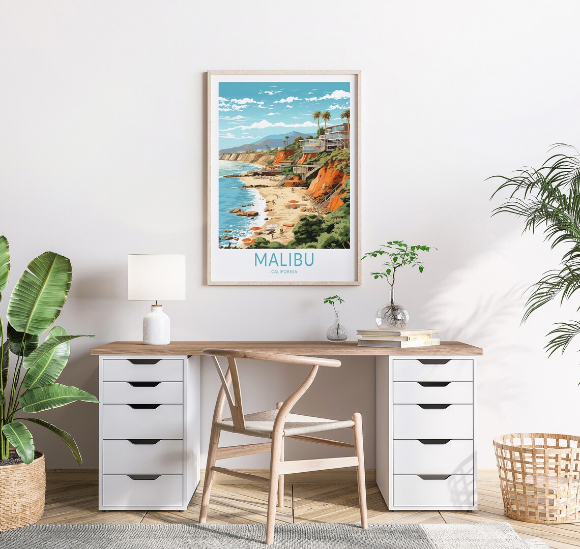 Malibu California Travel Poster, USA Wall Art - Image 2
