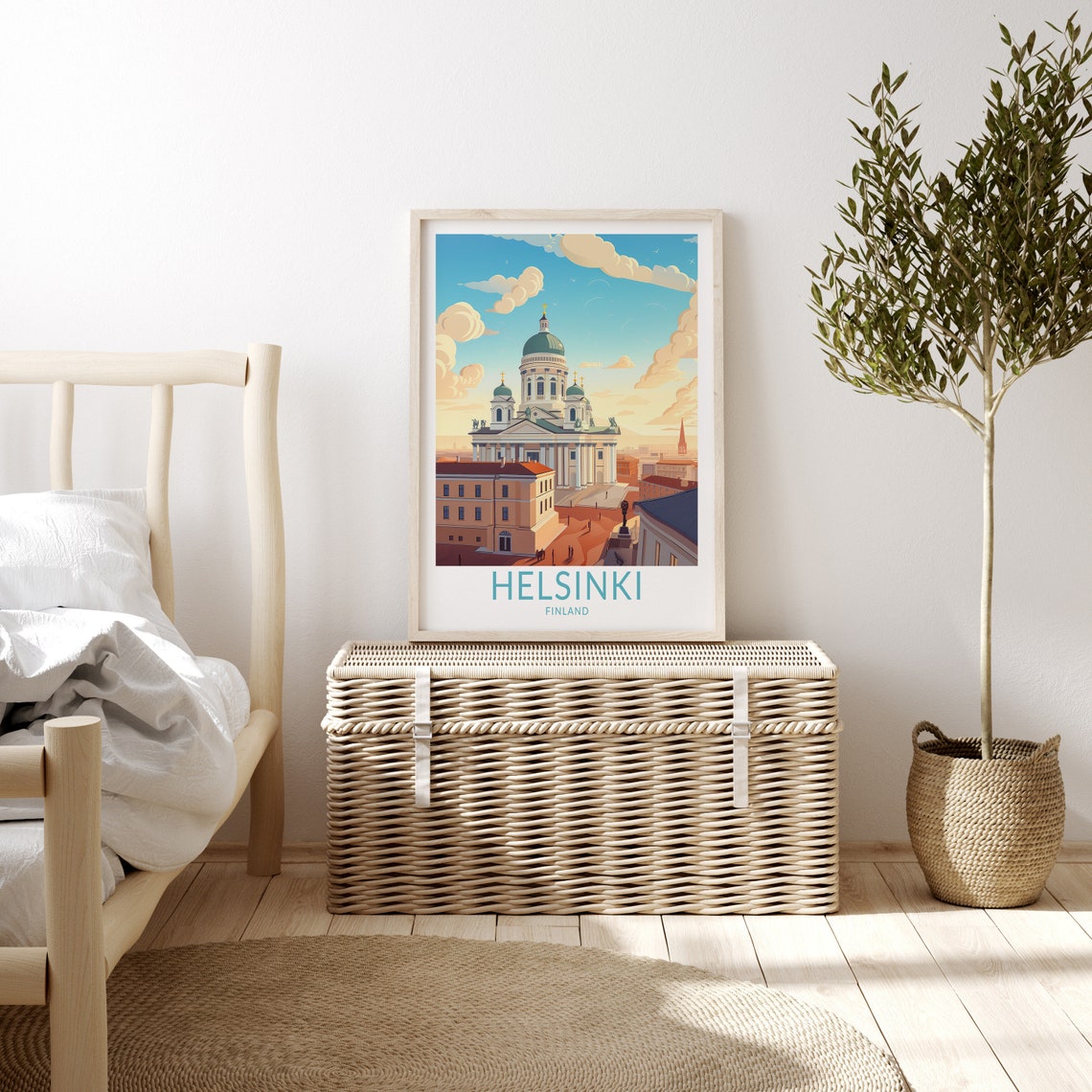Helsinki Finland Cathedral Rooftops Golden Sunset Travel Poster - Image 3