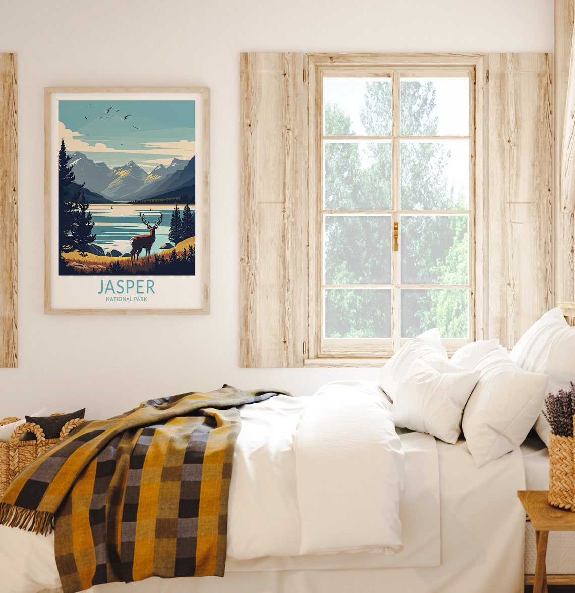 Jasper National Park Elk Mountain Lake Alberta Canada Travel Poster - Image 2