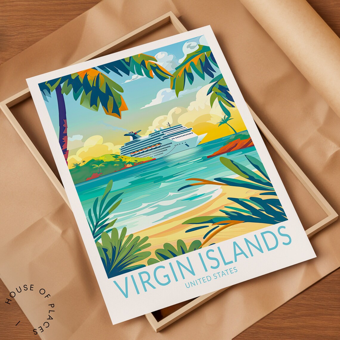 Virgin Islands Travel Poster Usa Wall Art Virgin Islands Usa Print Travel Home Decor Honeymoon Gifts Birthday Present - Image 2